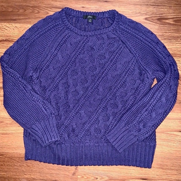 J Crew Small Diagonal Cable Knit Sweater Indigo Blue Size Small - Picture 2 of 8
